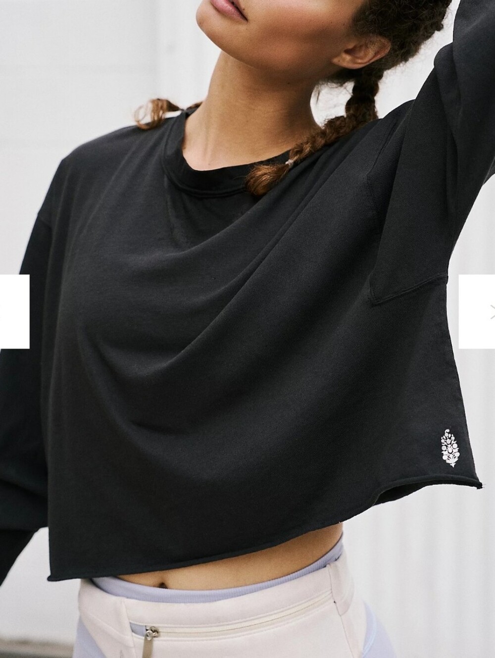 Free People Movement Inspired Women's Black Long-Sleeve Cropped Tee Size L NWT.